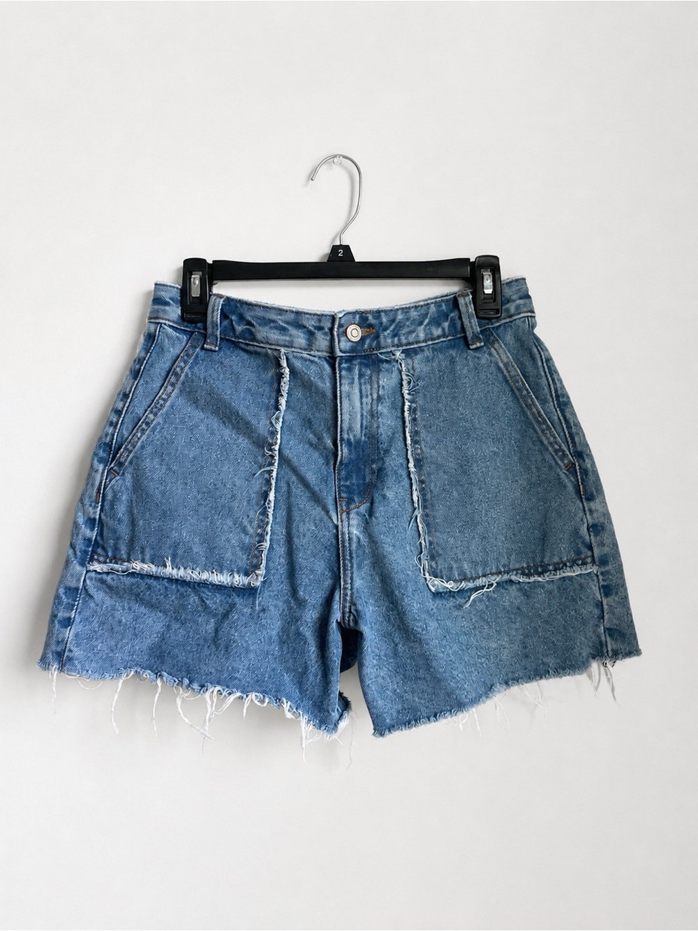 Zara 90s Style Raw Hem Denim Shorts